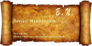 Benis Nikoletta névjegykártya