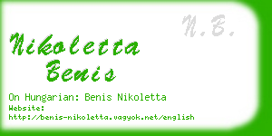 nikoletta benis business card